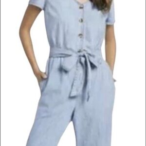 St. John's Bay Blue Jumpsuit with Tie Waist and Relaxed Fit